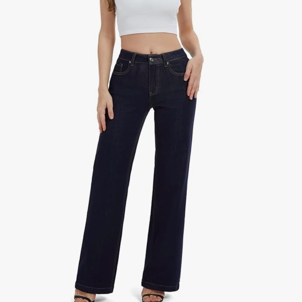 Plus Size Flying Banana High Waisted Stretch Wide Leg Jeans Size 16 Short